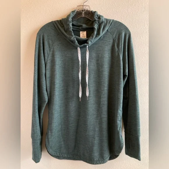 Women’s Soft Funnel Neck Pullover in Kelp Heather - Picture 1 of 12